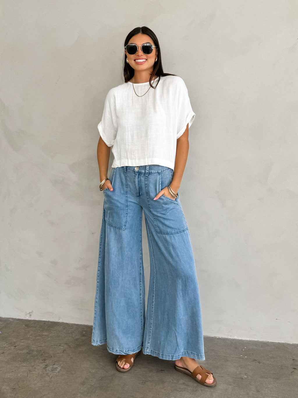 Lenni Linen Top in White - Stitch And Feather