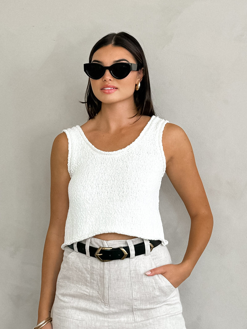 Nonsense Knit Crop Top in White - Stitch And Feather