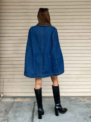 Aspen Denim Cape Jacket - Stitch And Feather