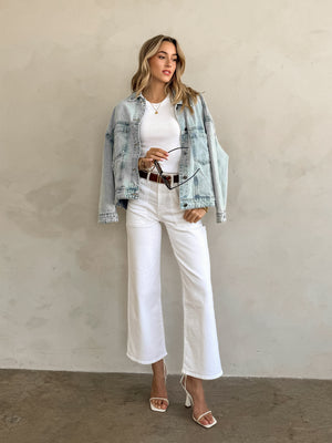 Carter Cargo Wide Leg Jeans in White