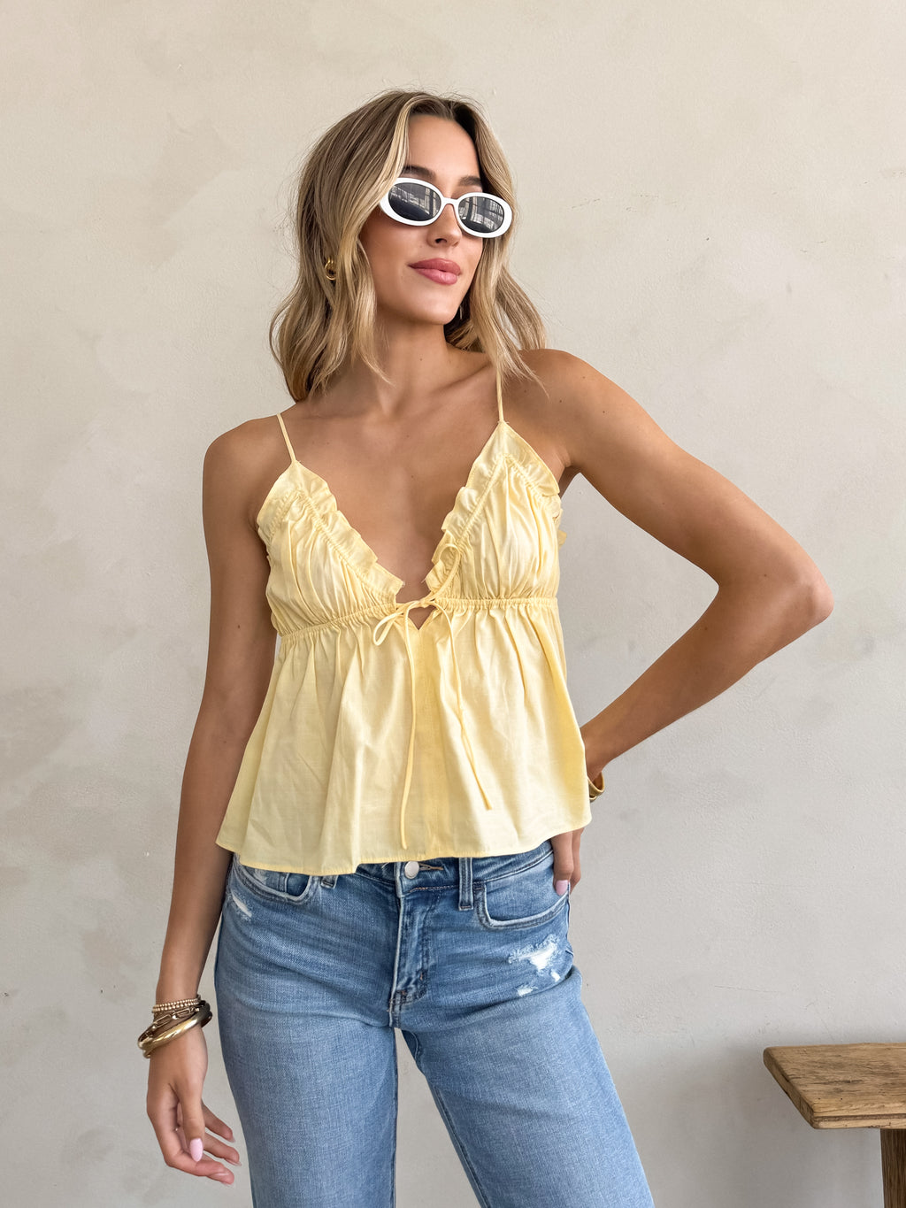 Lemon Ruffle Cami Top