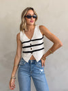 Josie Stripe Knit Vest in Cream