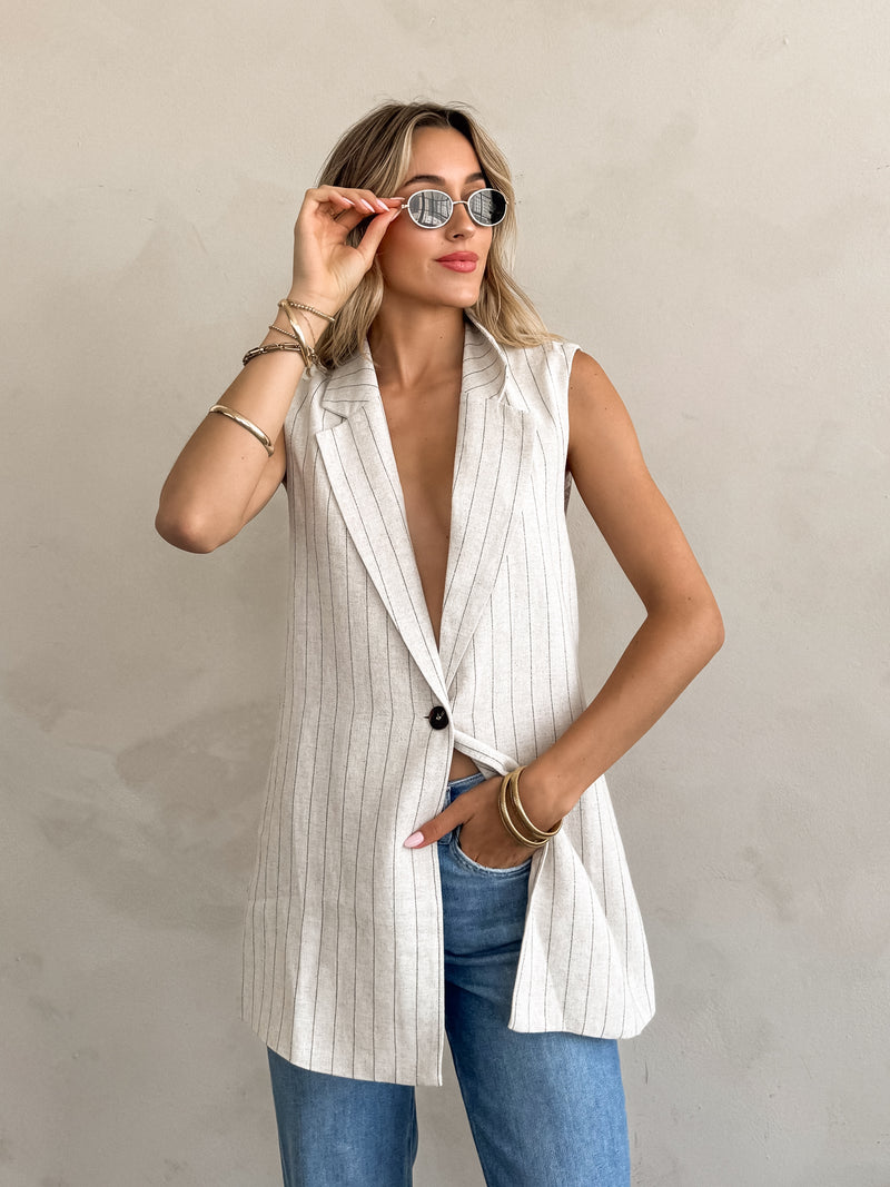 Laguna Striped Linen Vest