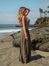 Talia Linen Maxi Dress in Olive - Stitch And Feather