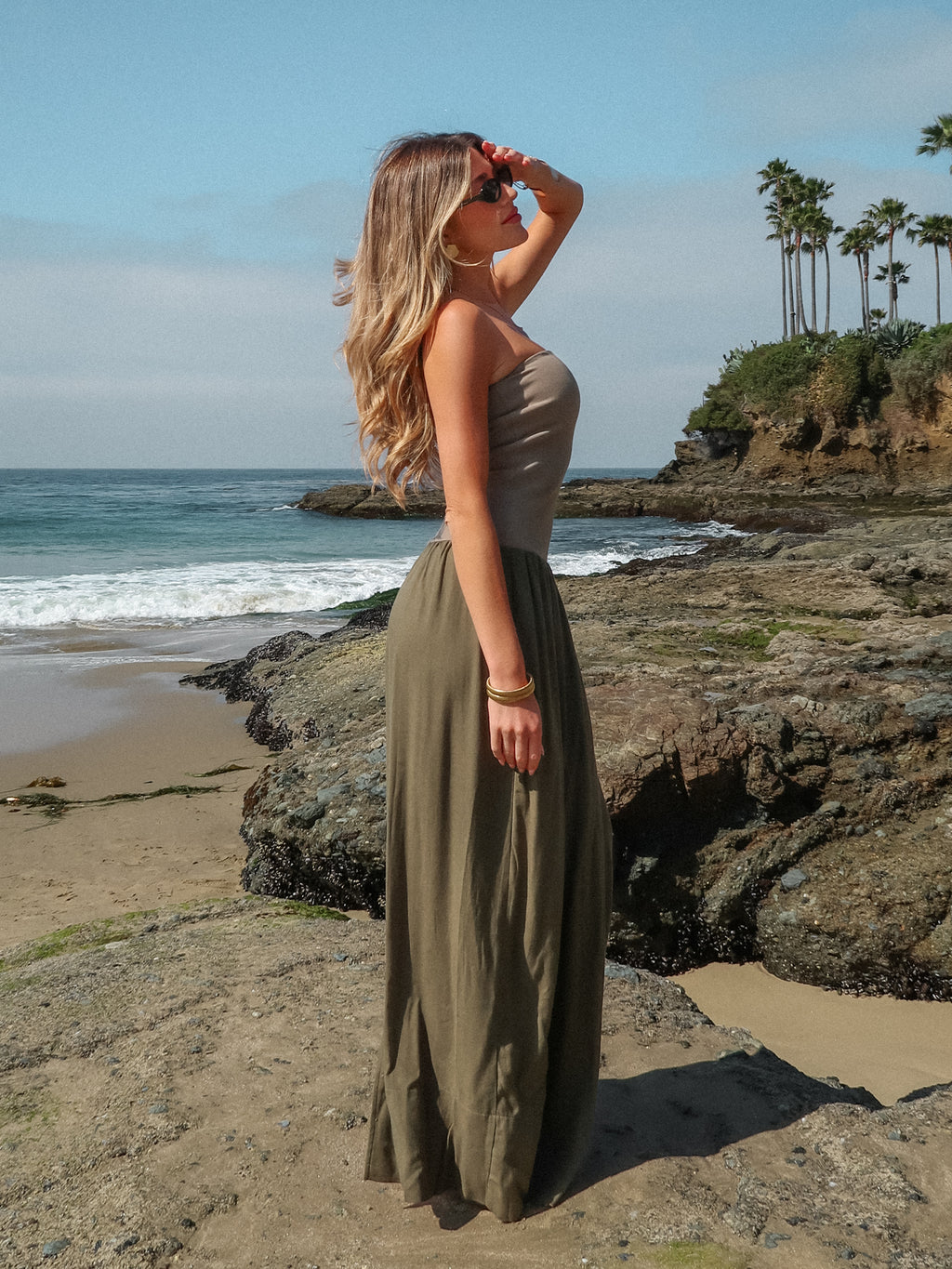 Talia Linen Maxi Dress in Olive - Stitch And Feather