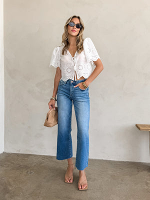 Checked Out Eyelet Blouse