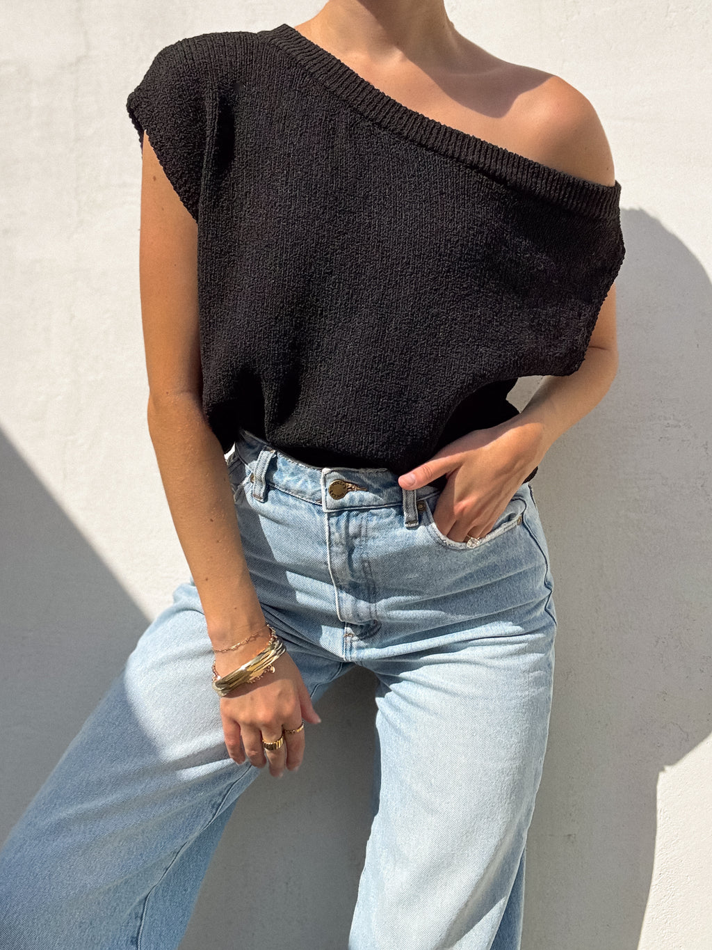 Monroe Knit Top in Black - Stitch And Feather