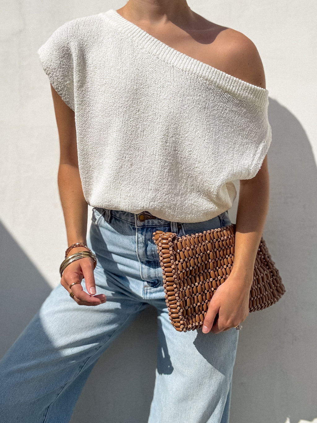Monroe Knit Top in White - Stitch And Feather