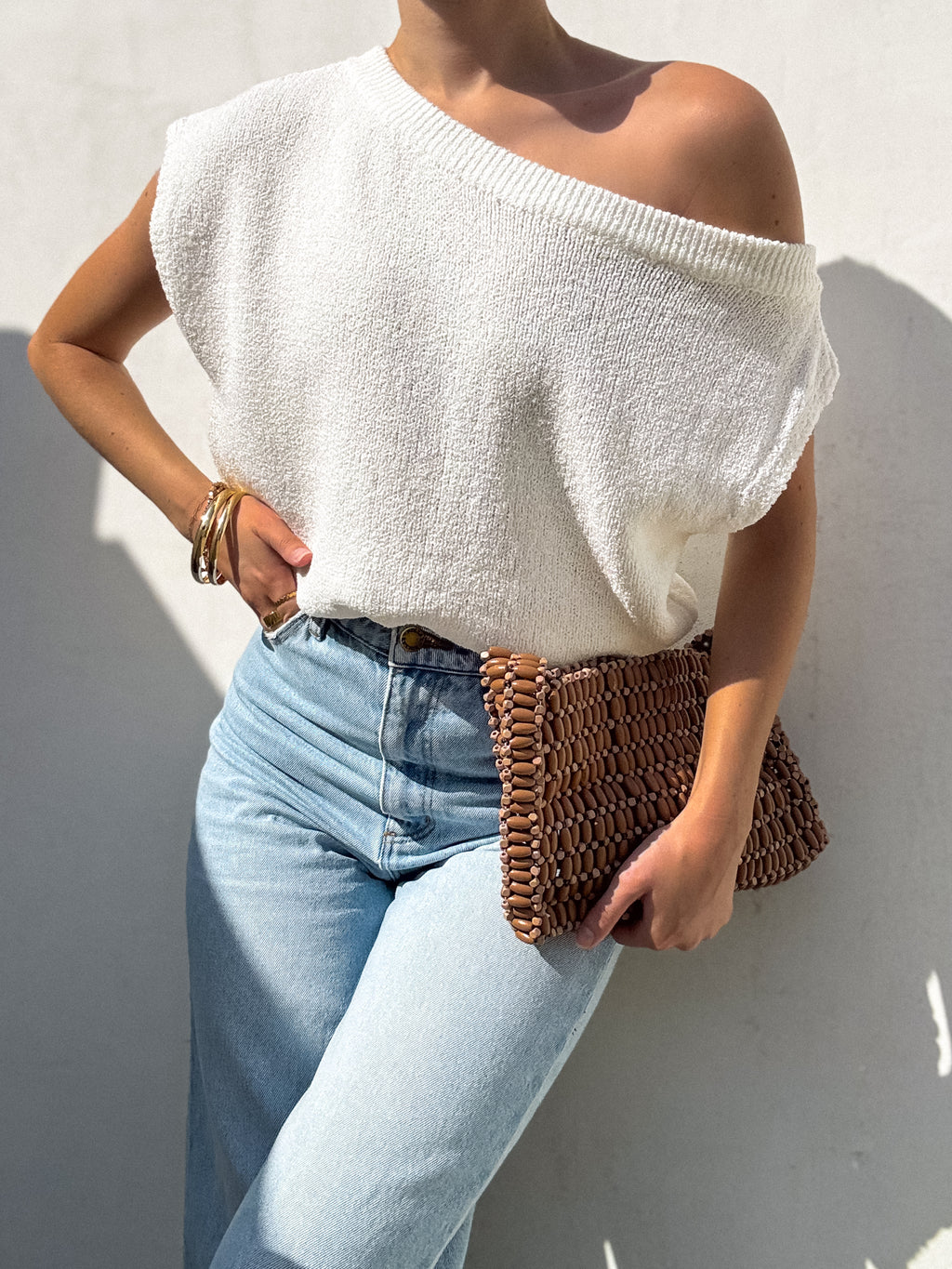 Monroe Knit Top in White - Stitch And Feather