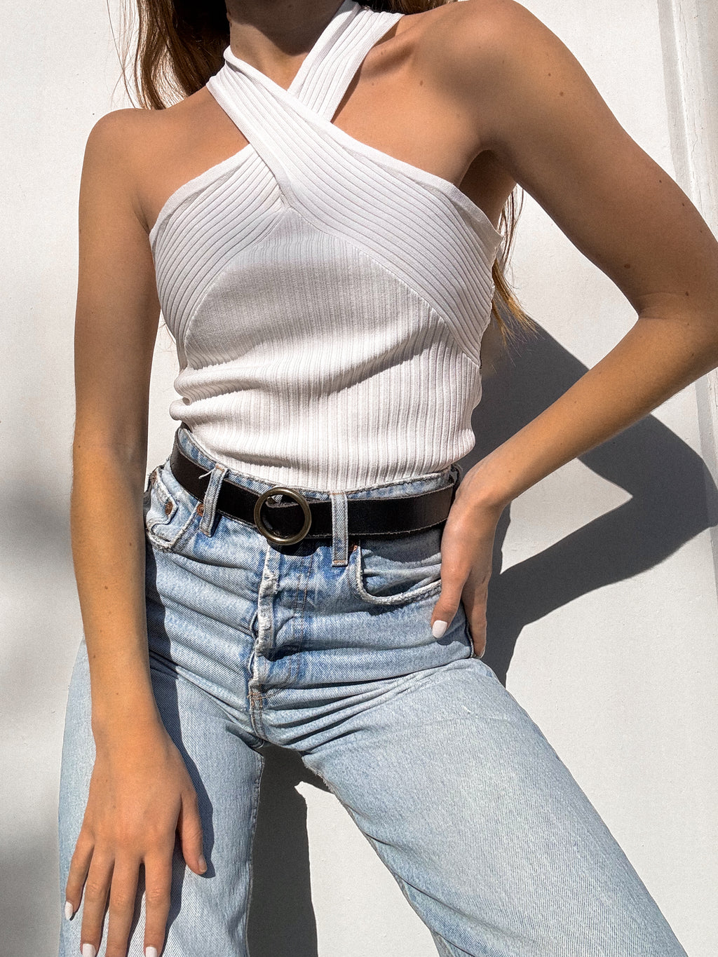 Canyon Criss Cross Top in White - Stitch And Feather