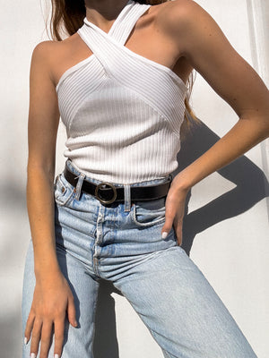 Canyon Criss Cross Top in White - Stitch And Feather