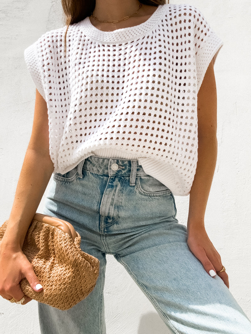 Tidal Wave Knit Top in White - Stitch And Feather