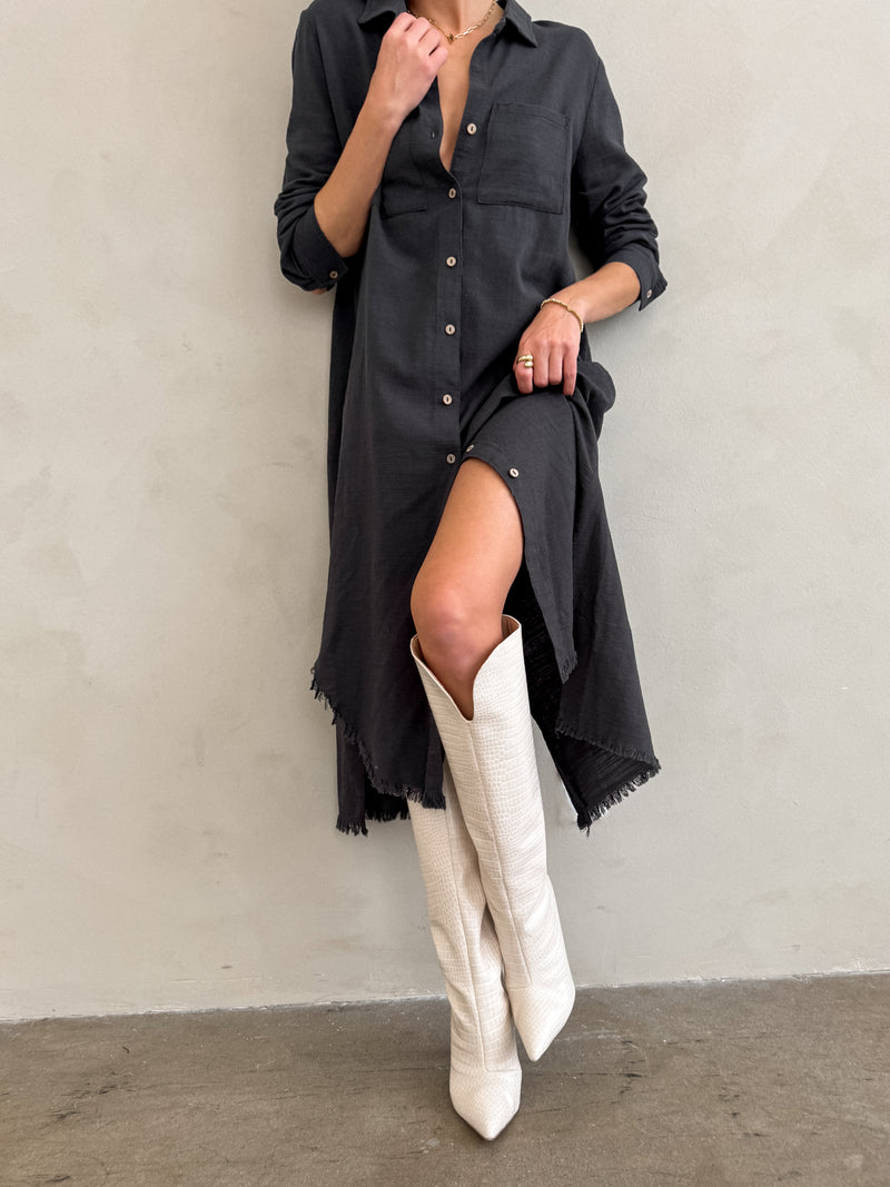 Midnight Sky Button Up Dress - Stitch And Feather