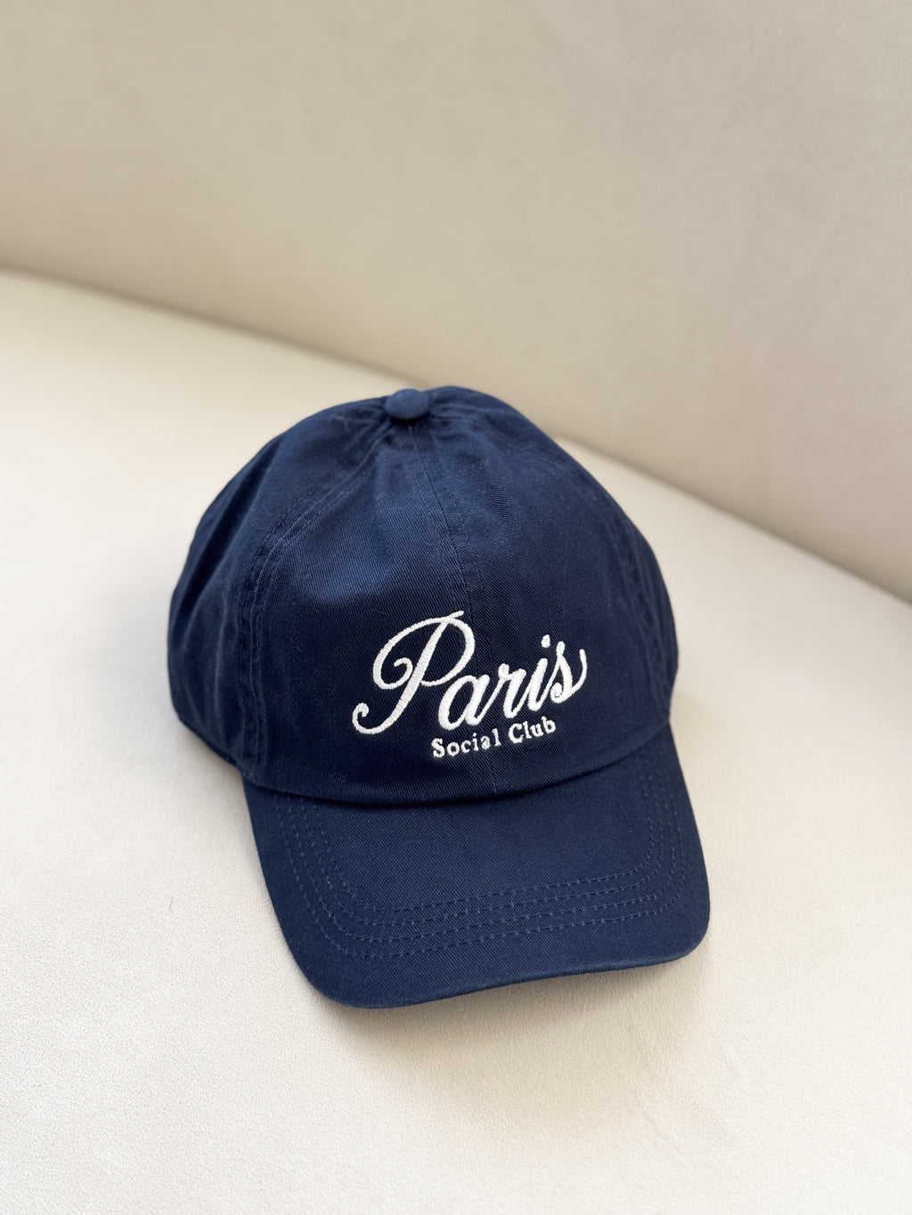 Paris Social Club Baseball Cap in Navy - Stitch And Feather