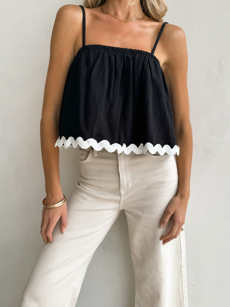 Blake Scalloped Linen Top - Stitch And Feather