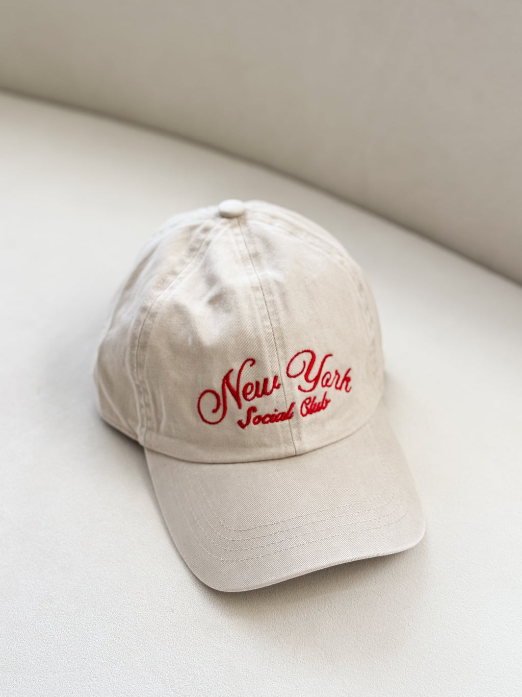 New York Social Club Baseball Cap in Beige - Stitch And Feather