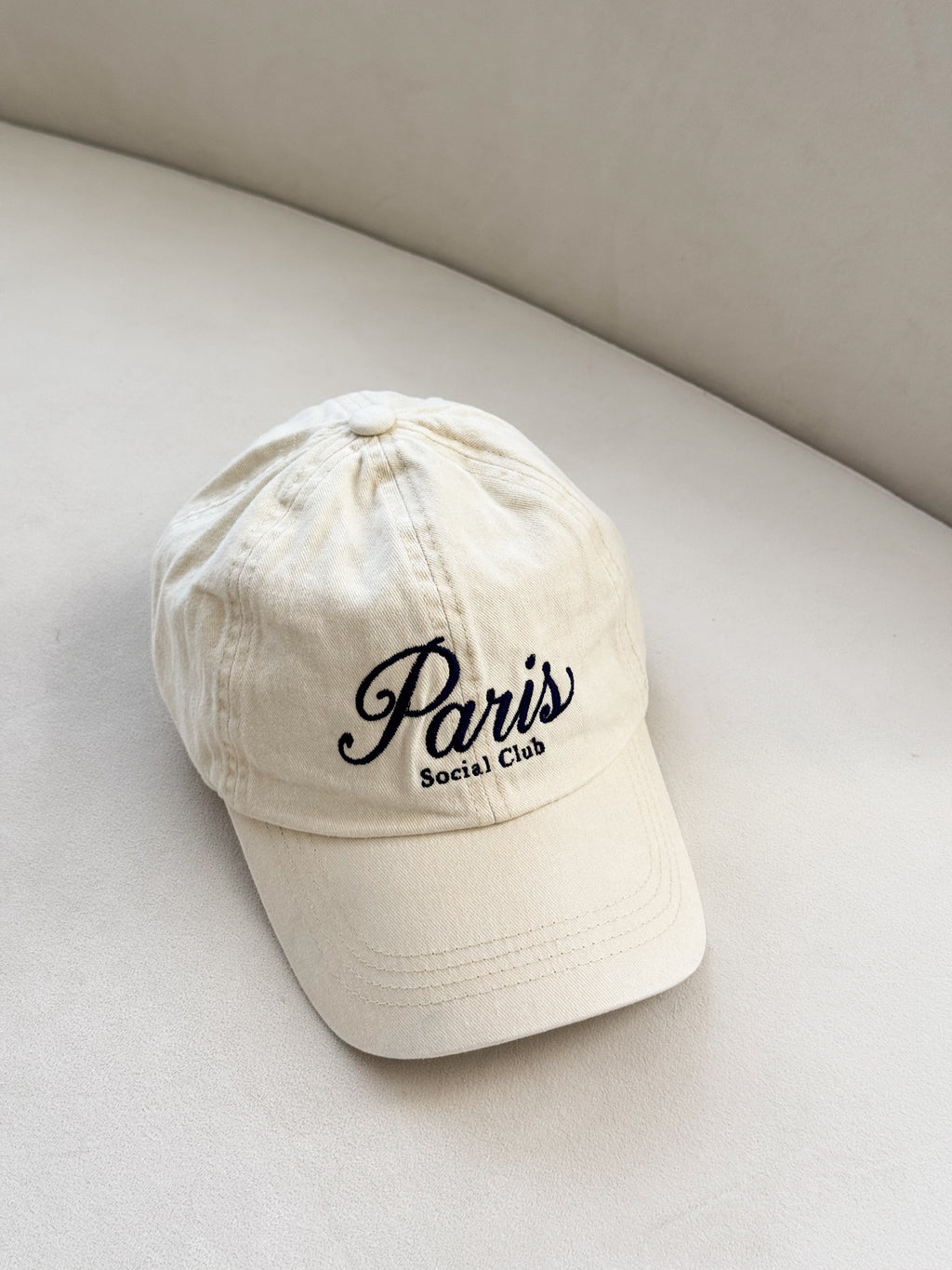 Paris Social Club Baseball Cap in Beige - Stitch And Feather
