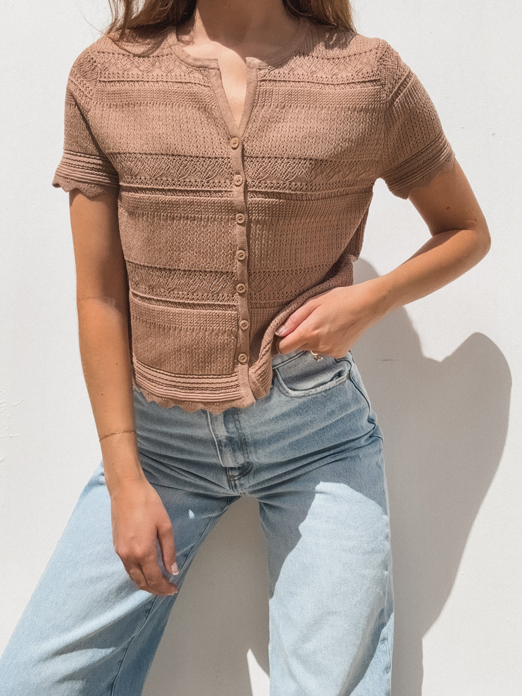 Juna Knit Top in Taupe - Stitch And Feather