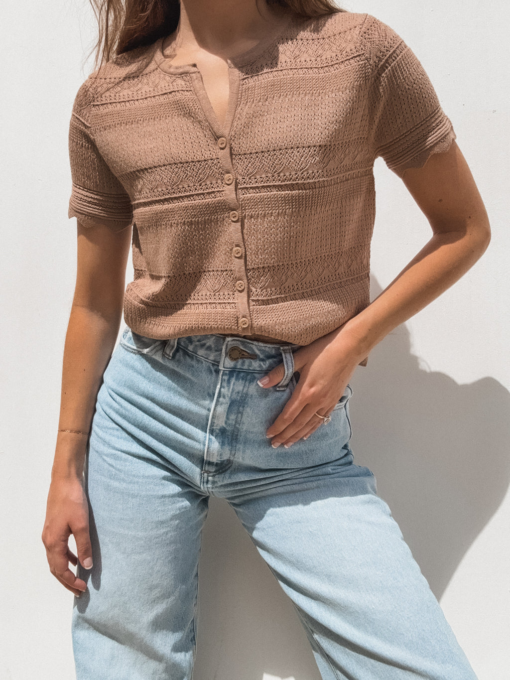 Juna Knit Top in Taupe - Stitch And Feather