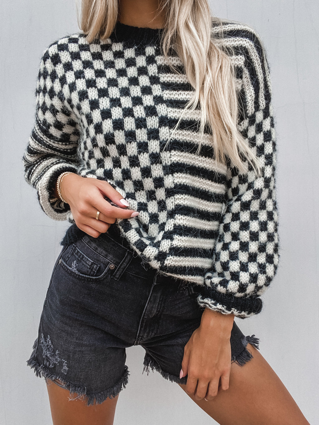 Gemini Checkered Sweater - Stitch And Feather