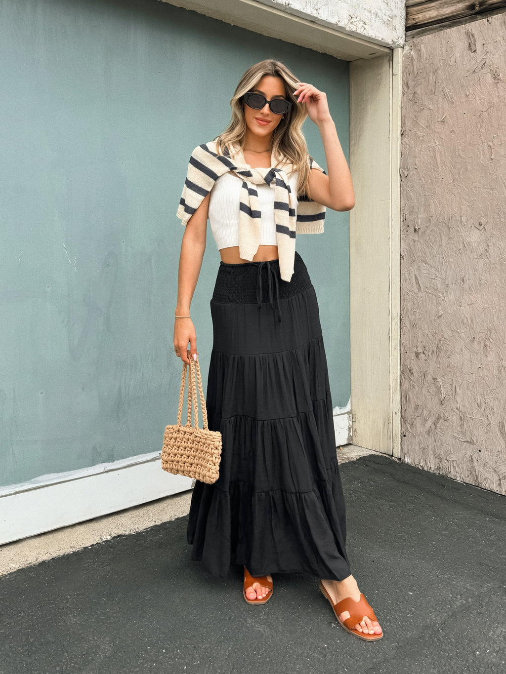 Jolene Maxi Skirt in Black - Stitch And Feather