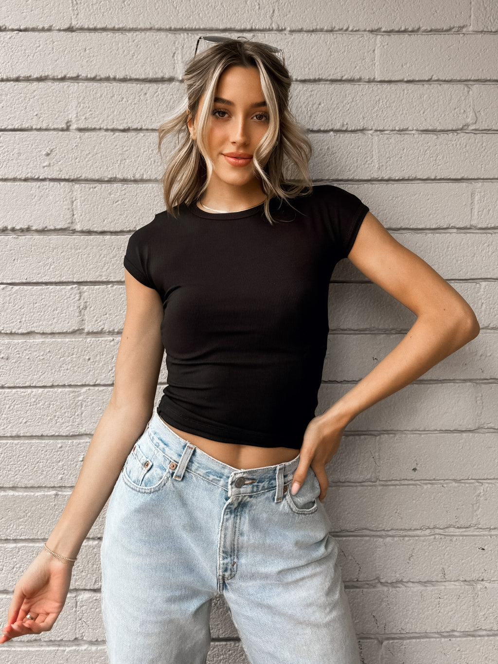 Brady Ribbed Top in Black - Stitch And Feather