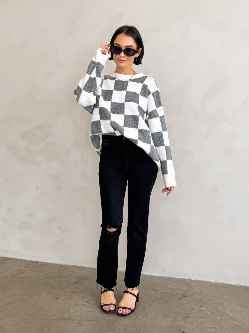 Checkmate Knit Sweater - Stitch And Feather