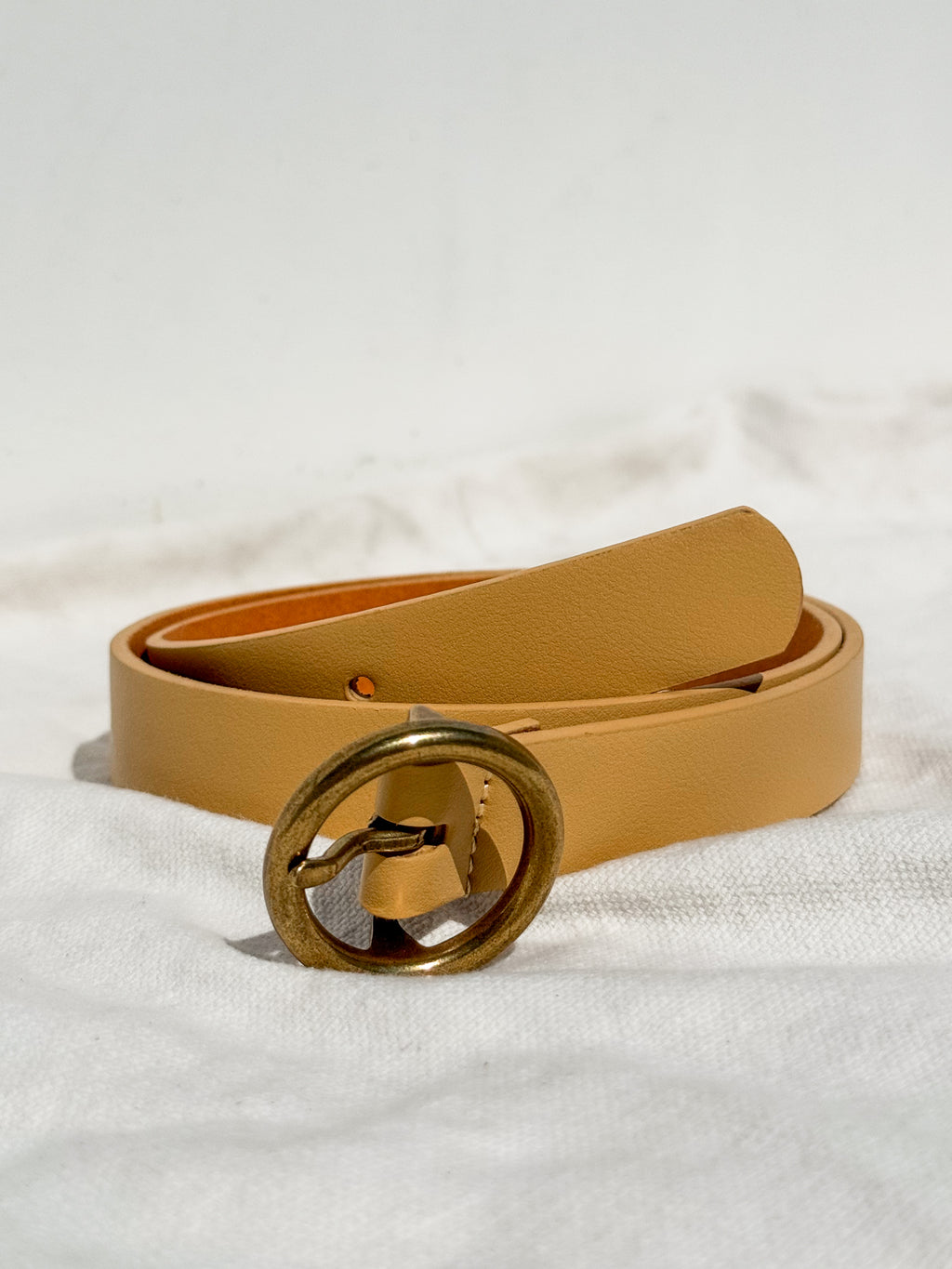 Circle Leather Belt in Camel - Stitch And Feather