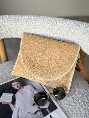 Santorini Straw Clutch Bag - Stitch And Feather