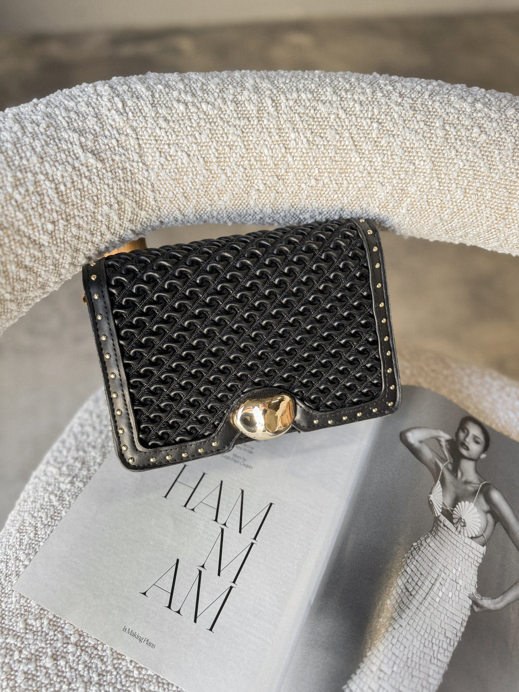 Mira Ruched Crossbody Bag in Black - Stitch And Feather