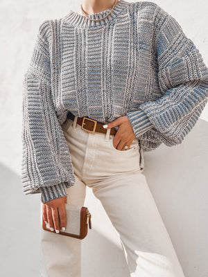 Danika Two Tone Sweater in Denim