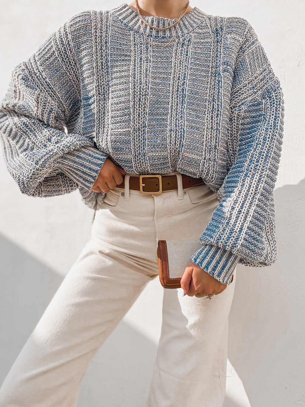 Danika Two Tone Sweater in Denim - Stitch And Feather