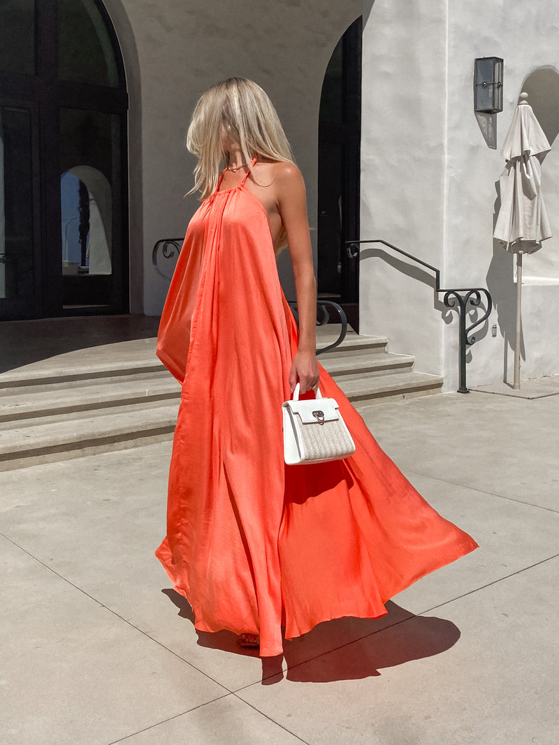 Tangerine Halter Maxi Dress - Final Sale - Stitch And Feather