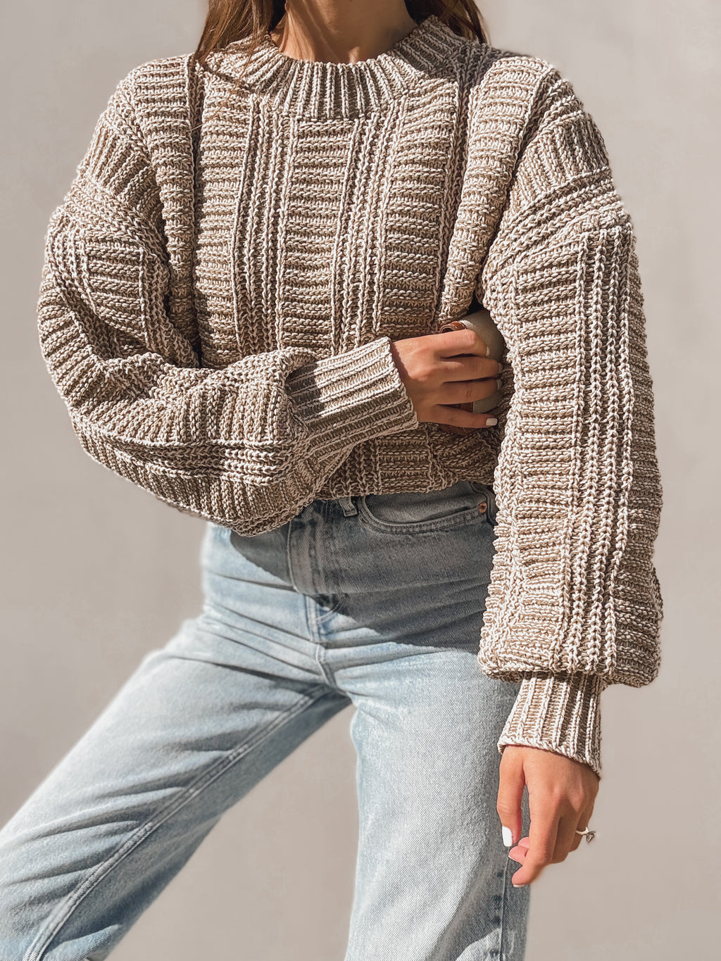 Danika Two Tone Sweater in Olive - Stitch And Feather