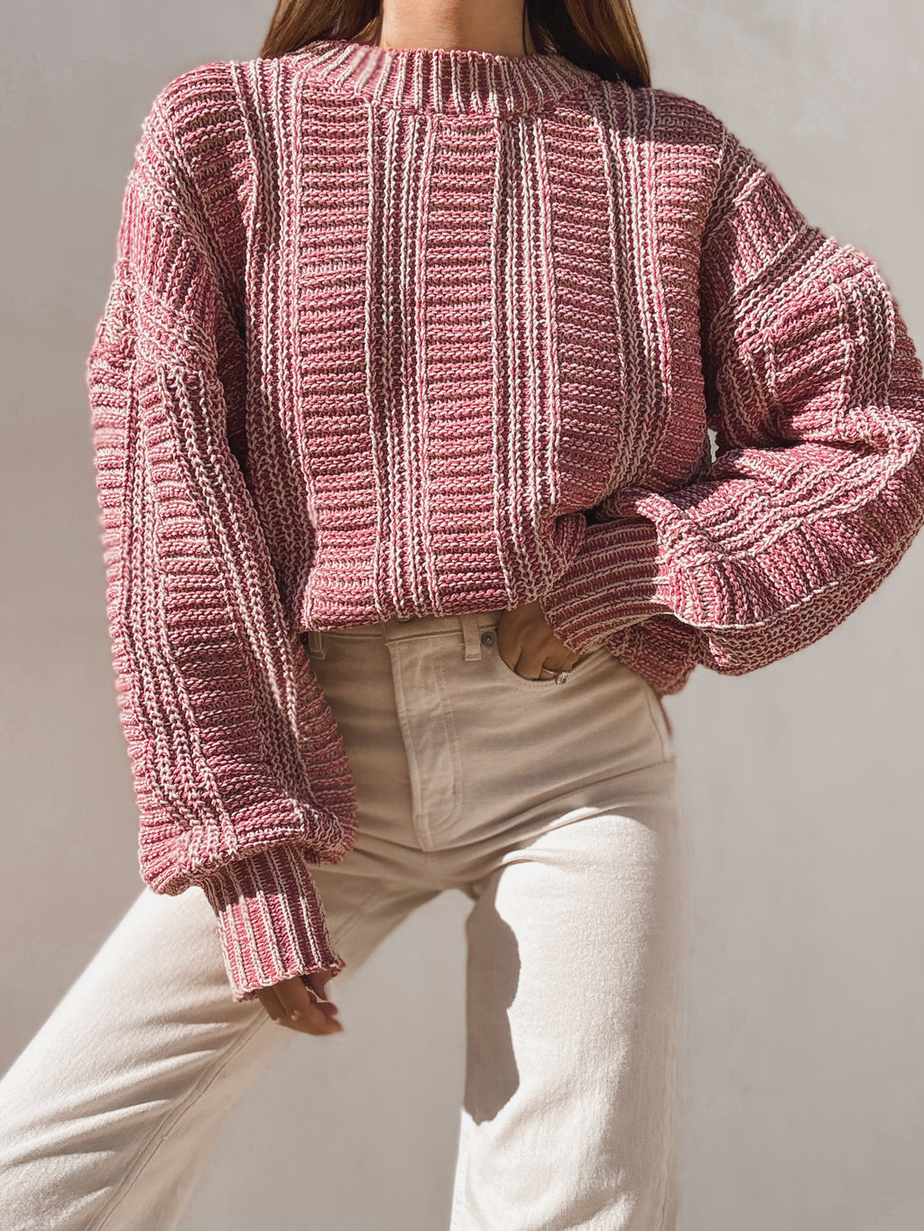 Danika Two Tone Sweater in Mauve - Stitch And Feather