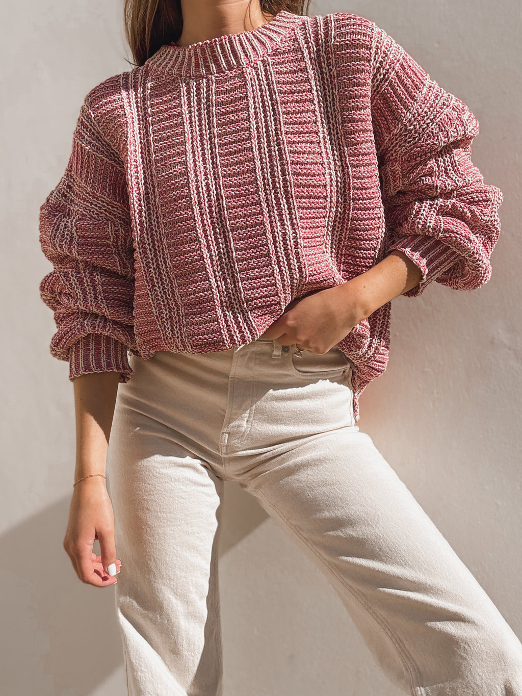 Danika Two Tone Sweater in Mauve - Stitch And Feather