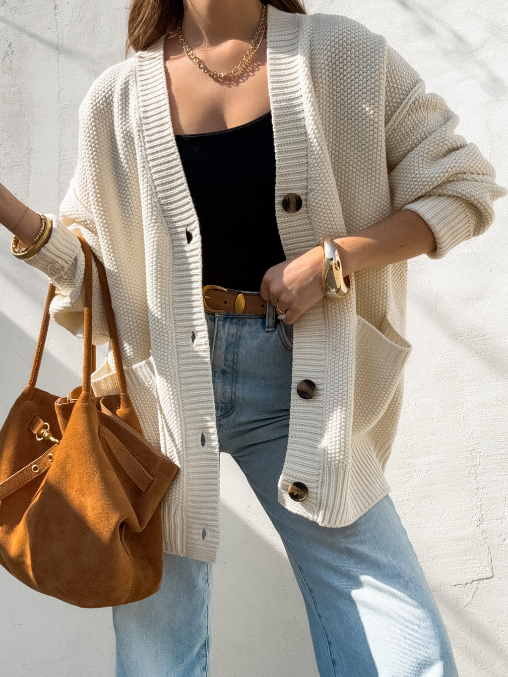 Isabella Textured Button Cardigan
