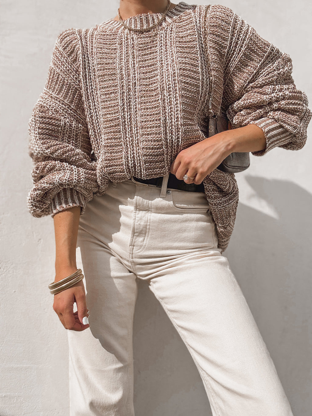 Danika Two Tone Sweater in Mocha - Stitch And Feather