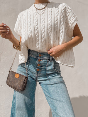 Alina Cropped Sweater in Cream - Stitch And Feather