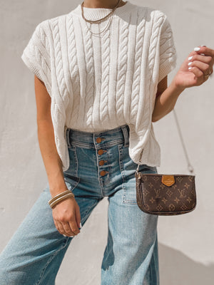 Alina Cropped Sweater in Cream - Stitch And Feather