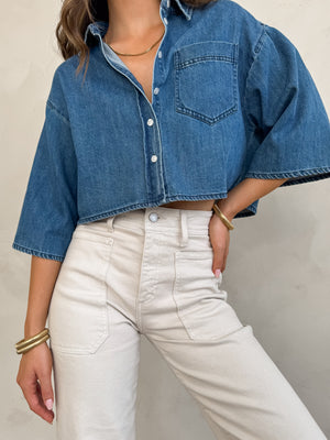 Dania Denim Button Top - Stitch And Feather