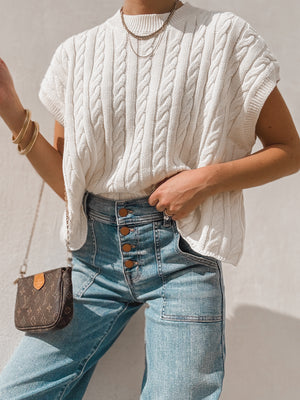 Alina Cropped Sweater in Cream - Stitch And Feather