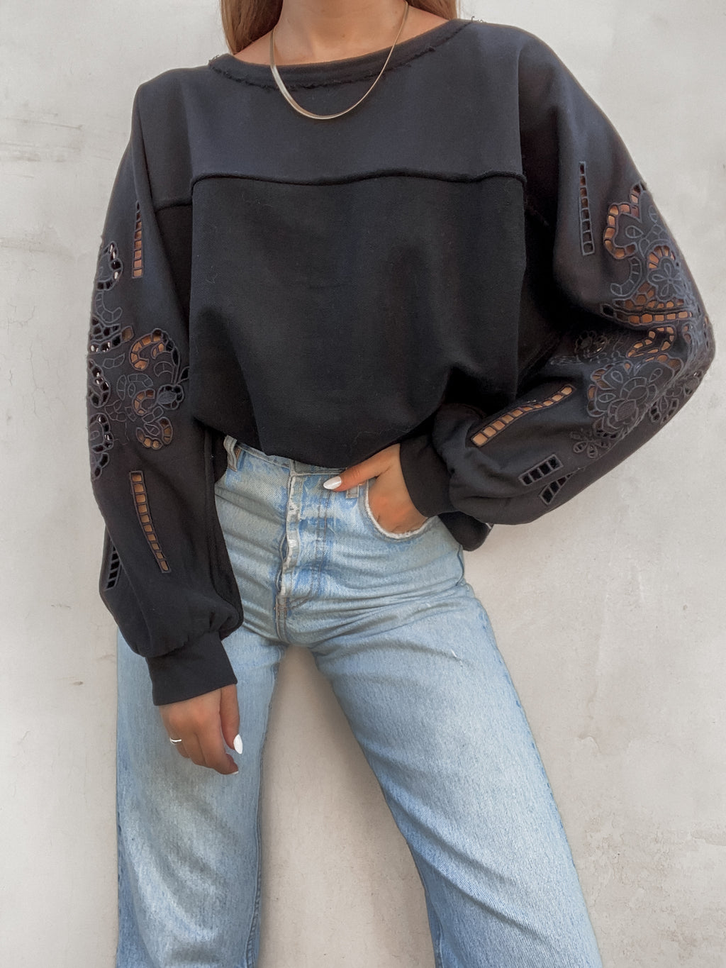 Sandra Embroidered Top in Black - Stitch And Feather