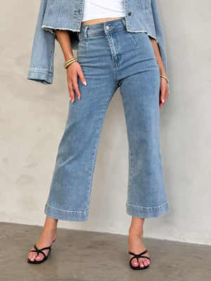 Finnian Washed Denim Crop Pants - Stitch And Feather