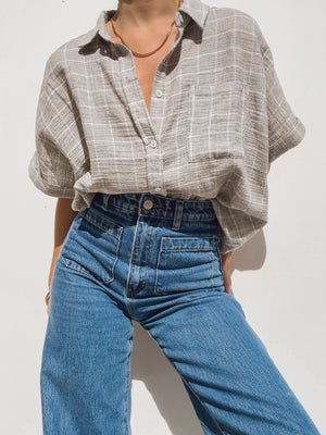 Unbothered Button Up in Grey - Stitch And Feather