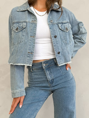 Harley Crop Denim Jacket - Stitch And Feather