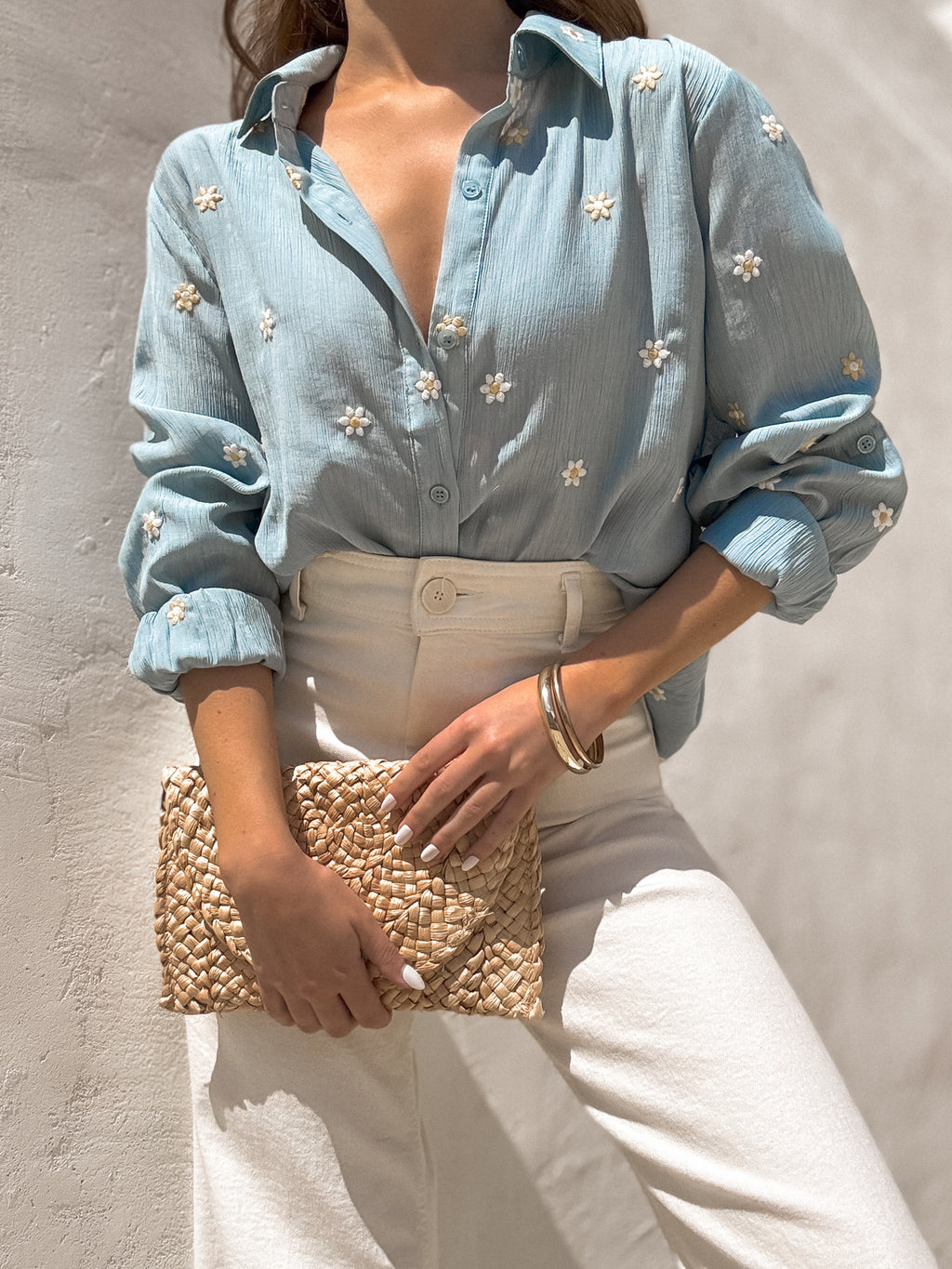 Daisy Baby Button Down in Blue - Stitch And Feather