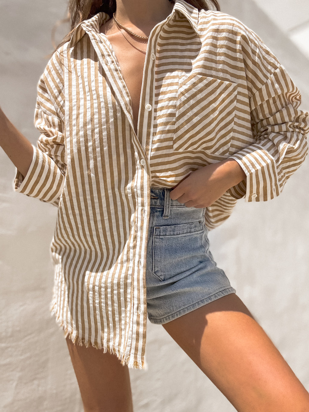 Indie Stripe Button Down in Brown - Stitch And Feather