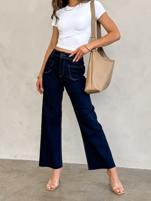 See You Again Wide Leg Jeans in Indigo - Stitch And Feather