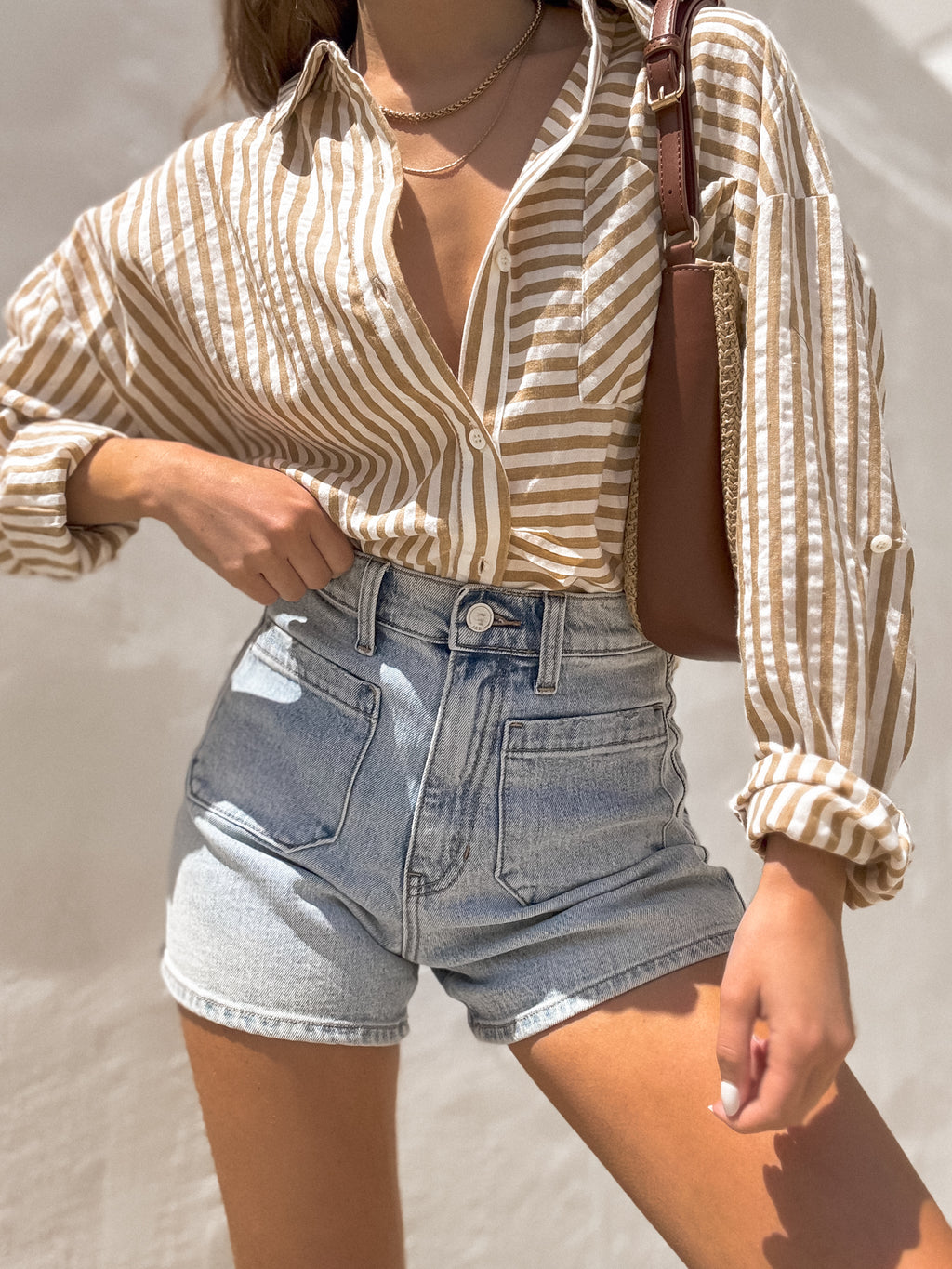 Indie Stripe Button Down in Brown - Stitch And Feather